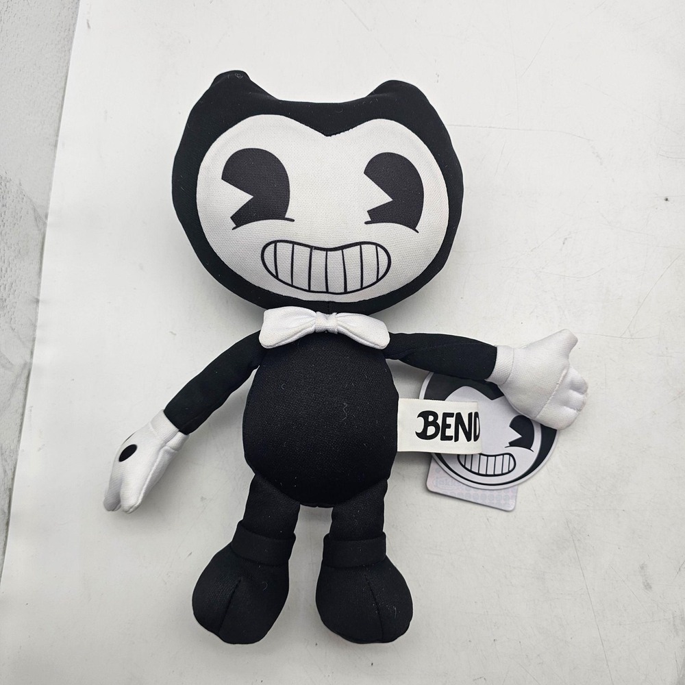 JAKKS Pacific Bendy Plush Stuffed Toy Figure Small Black White Bow Tie Cute Game